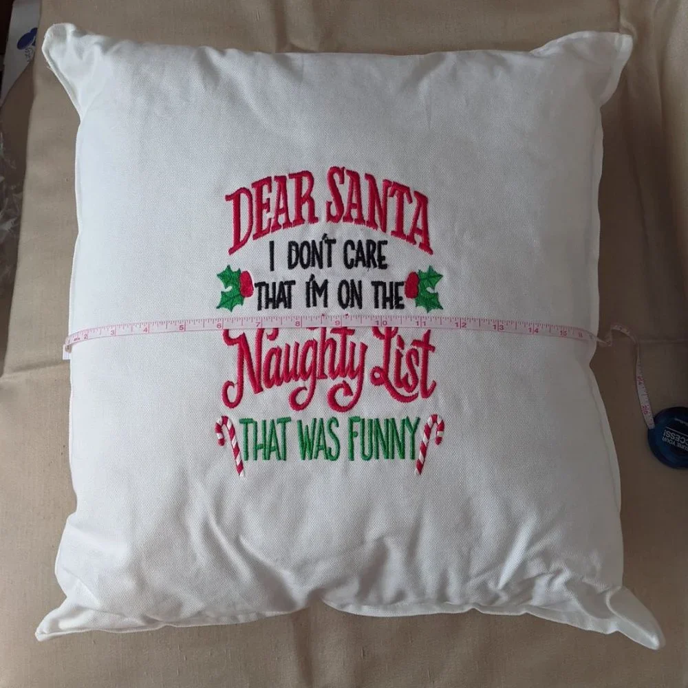 NWOT Christmas Naughty List Theme Throw Pillow 18